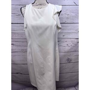 NWT Nine West White‎ Dress Sheer Panel Black Trim Sleeveless Large